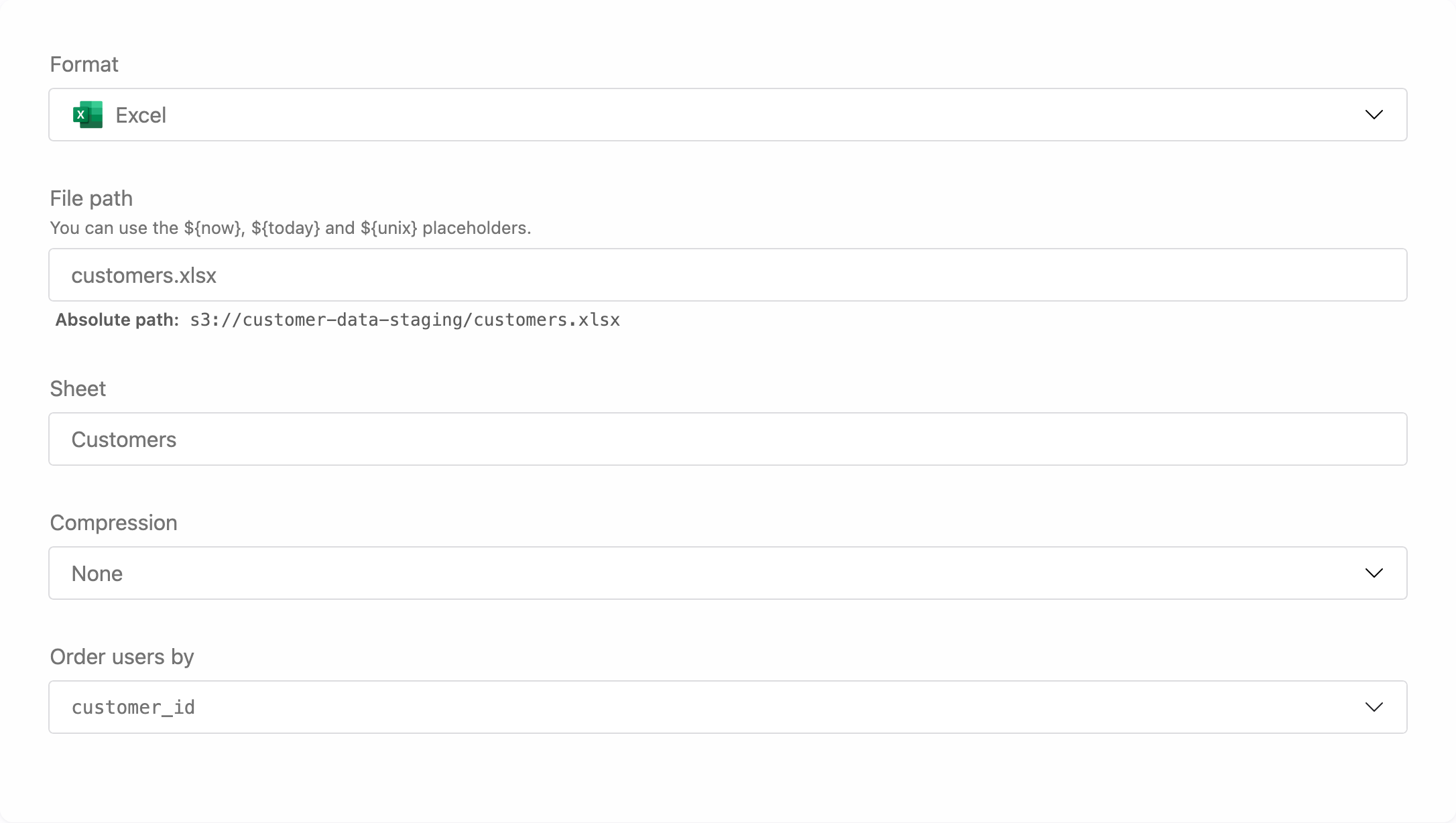 Excel format settings
