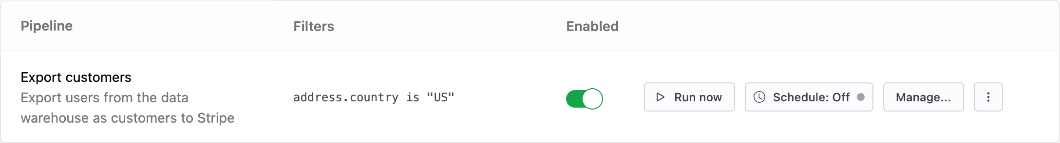 Pipeline to export profiles