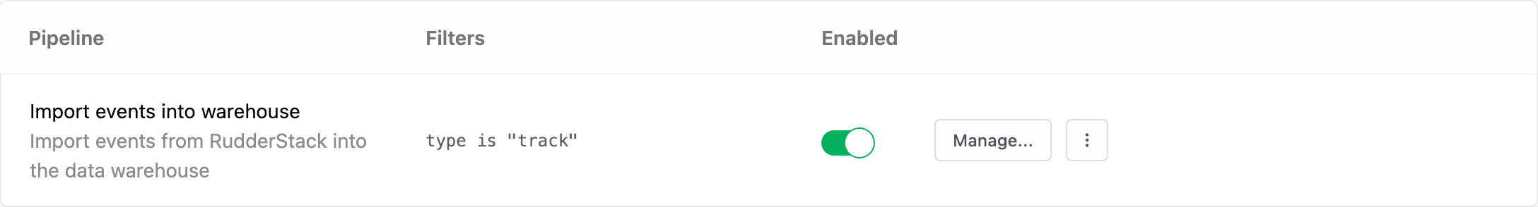 Pipeline to import events