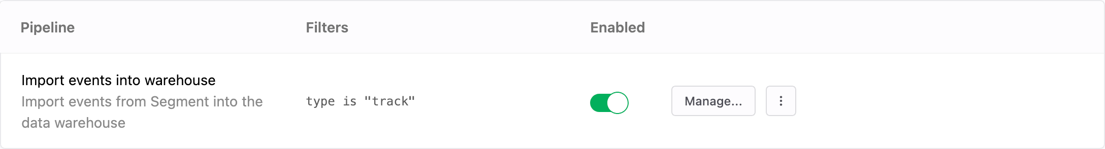 Pipeline to import events