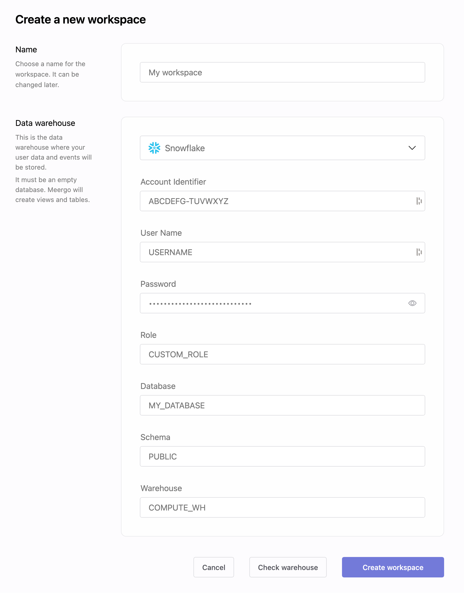 Create a new workspace