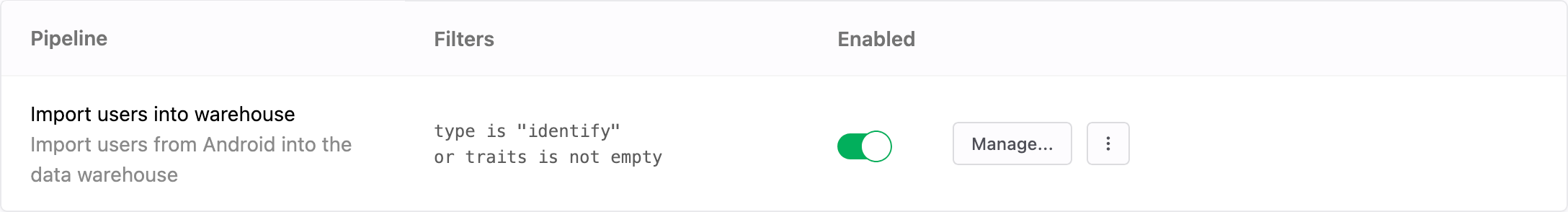 Pipeline to import user data