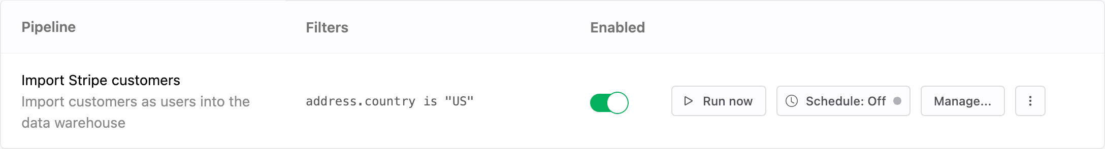 Pipeline to import customers
