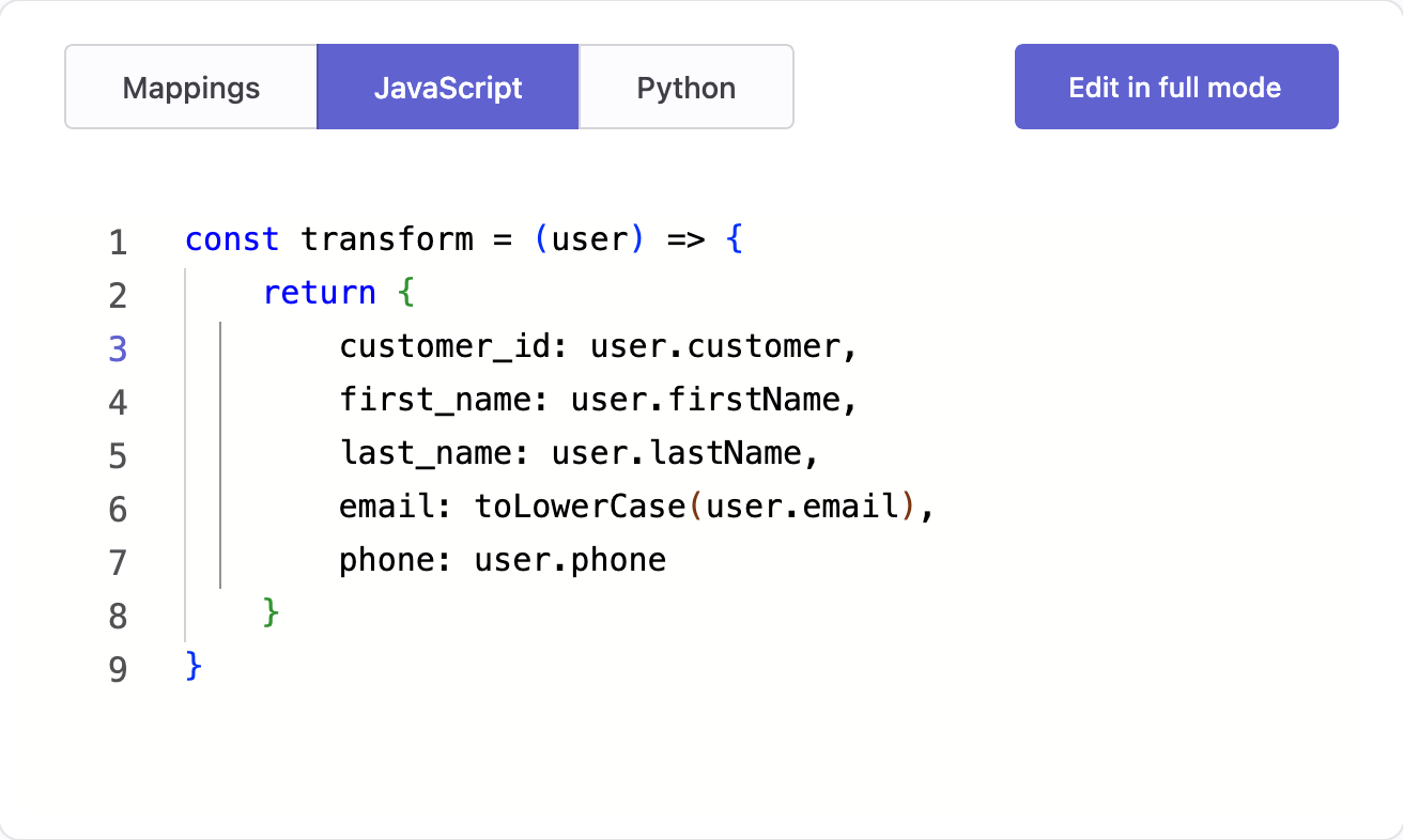 JavaScript transformation