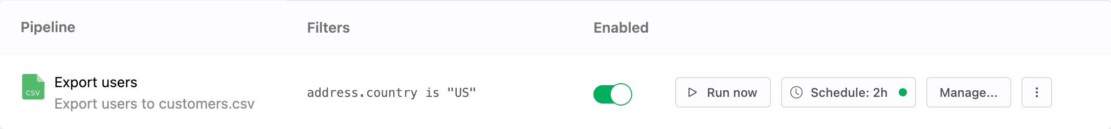 Pipeline to export profiles