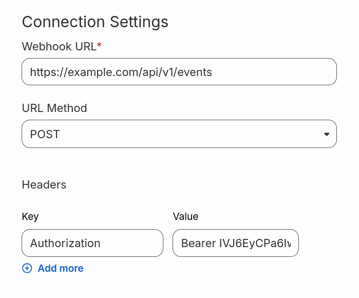 RudderStack webhook destination configuration example