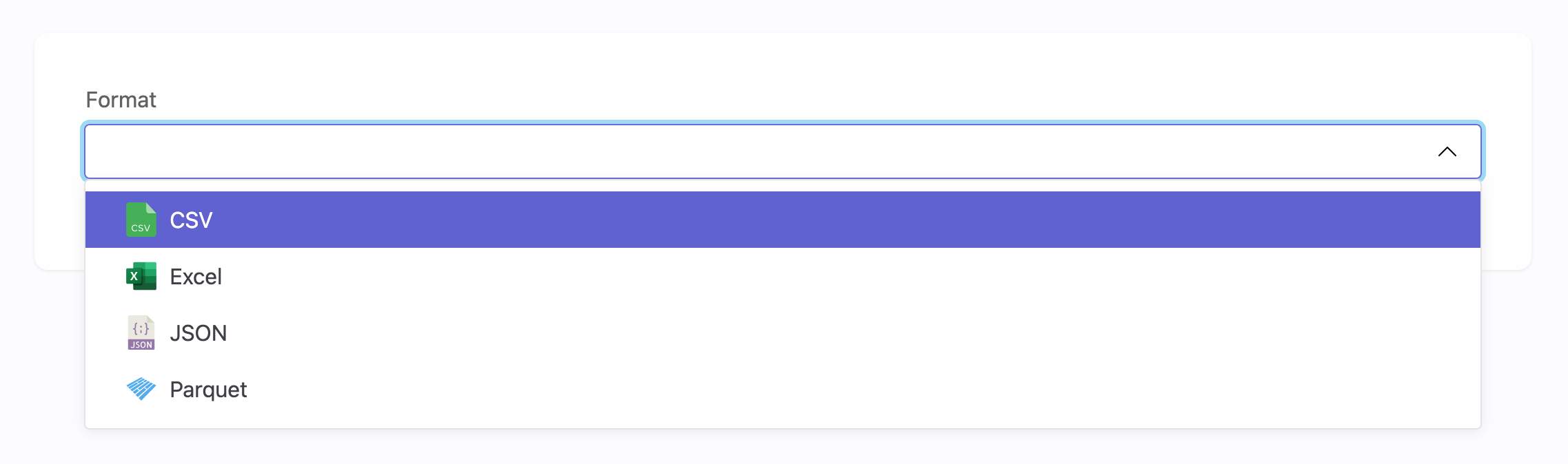 Select file format