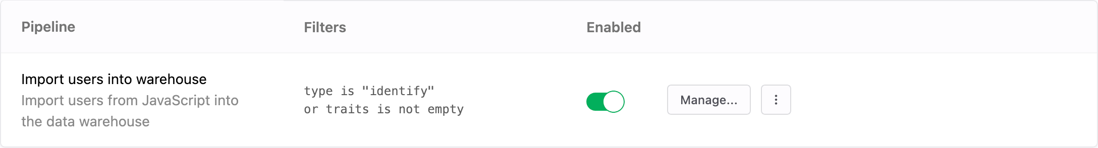 Pipeline to import user data