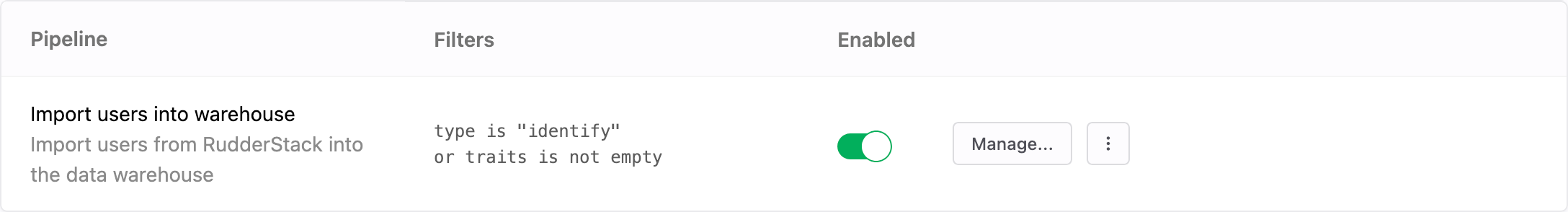 Pipeline to import user data