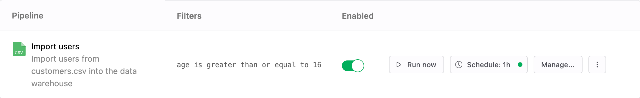 Pipeline to import user data