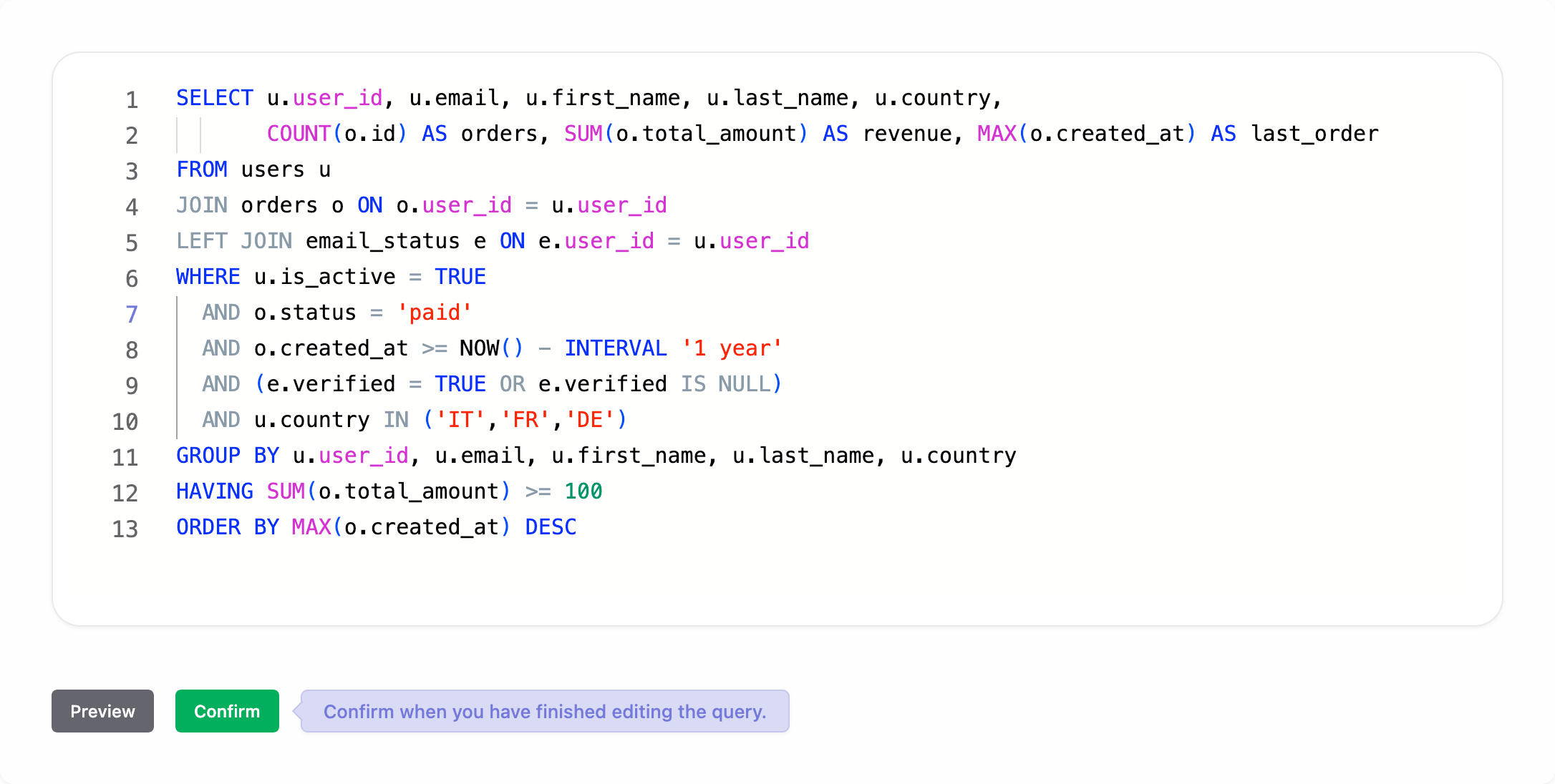 Query editor